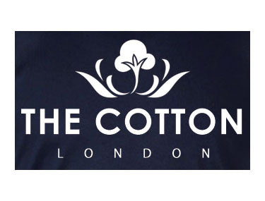 The Cotton London's logo printed in white on Navy T-shirt.