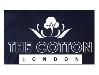 The Cotton London's logo printed in white on Navy T-shirt.