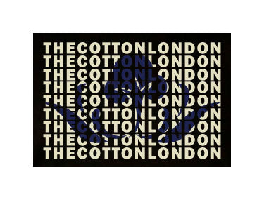 The Cotton London's logo printed in navy on Black t-shirt