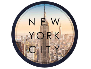 New York city printed in a circle on Navy T-shirt