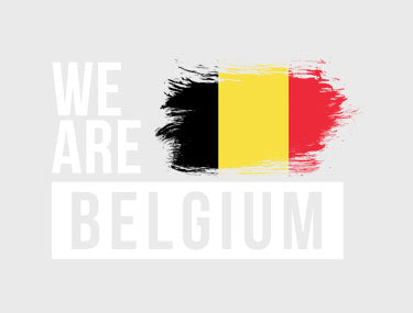 Black T-shirt with 'We are Belgium' text and Flag