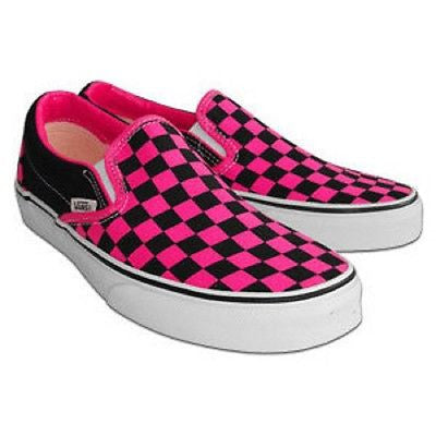 hot pink and black checkered vans