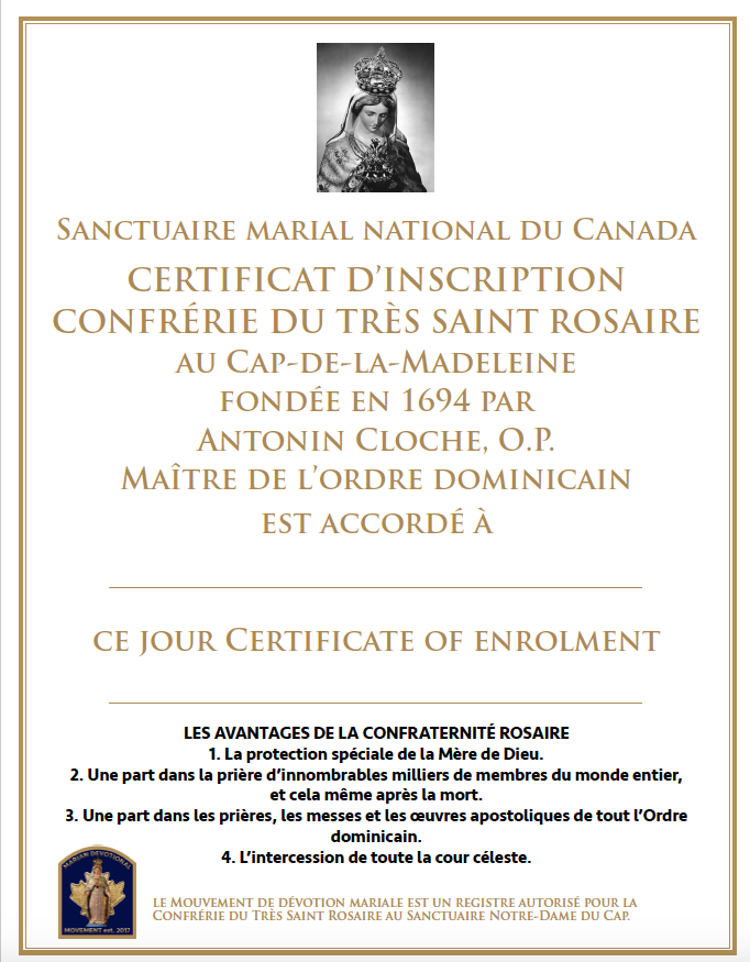 Inscription A La Confrerie Du Tres Saint Rosaire Catholicincanada Com