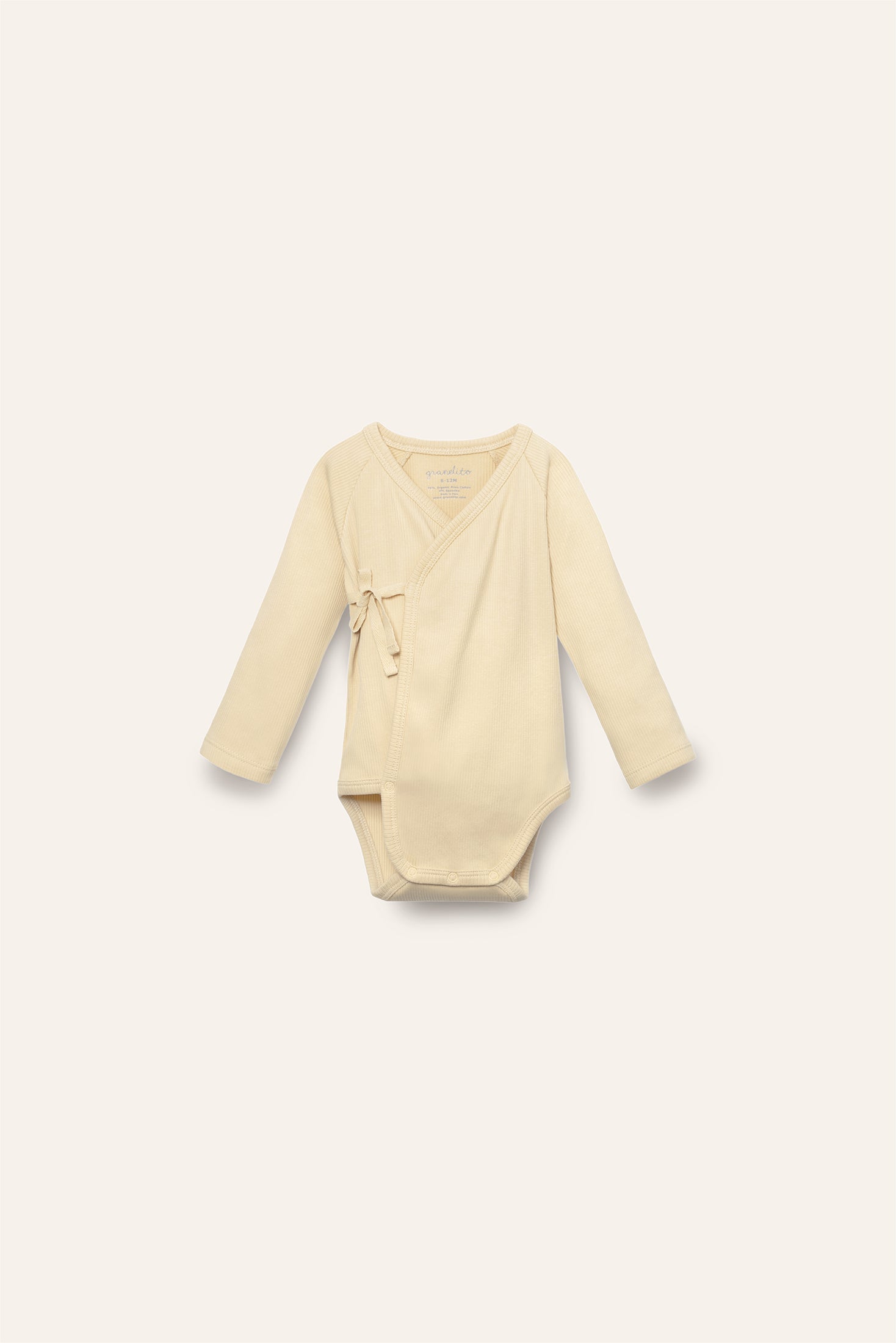 Organic Pima cotton kimono baby onesie - yellow