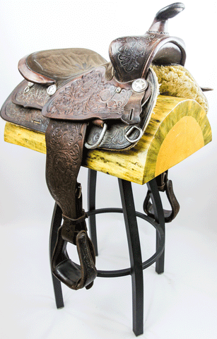 Handmade Vintage Western Saddle Bar Stool From Crookedwood