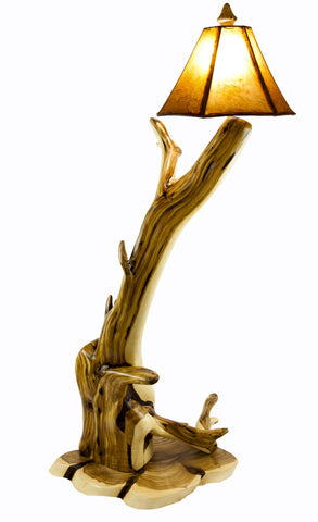 twisted wood floor lamp