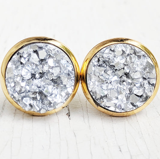 Rose Gold on Rose Gold - Druzy Stud Earrings - Hypoallergenic