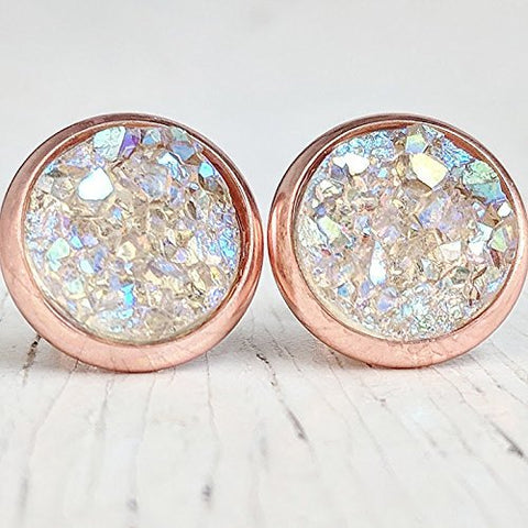 Opal on Gold - Druzy Stud Earrings - Hypoallergenic Posts – Jenna ...