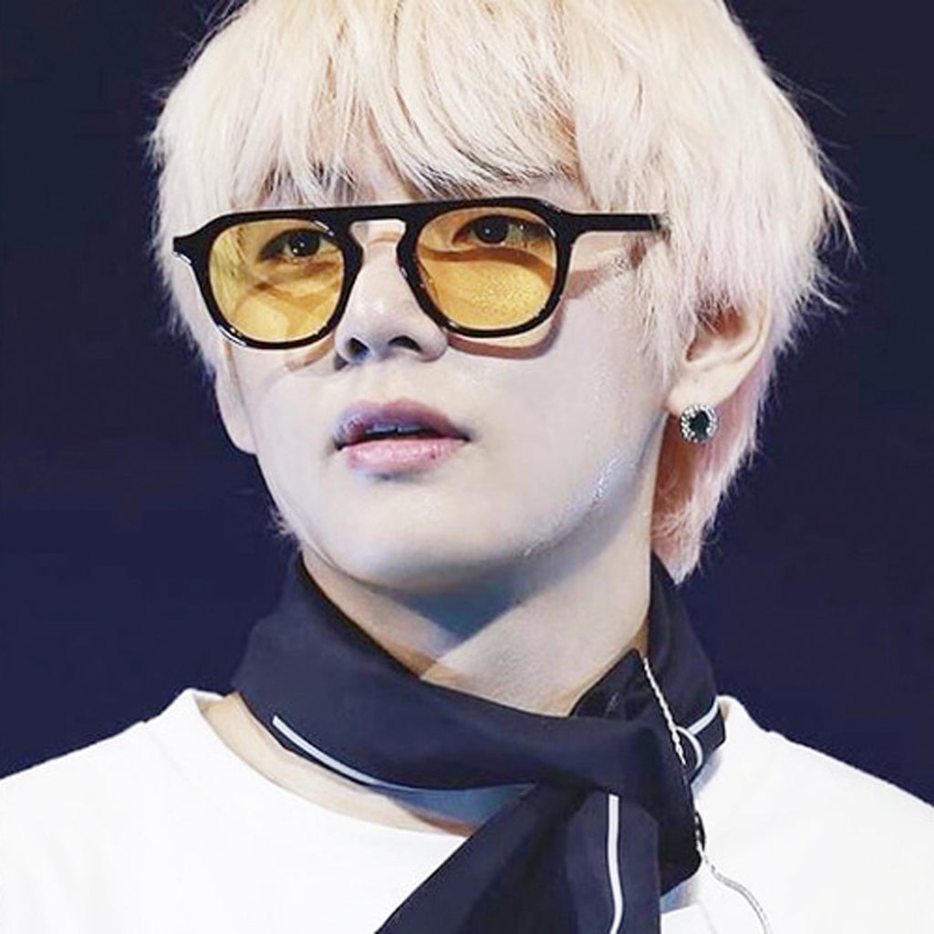 BTS V Grafik Plastic Adam 01 Sunglasses Yellow – hallyumart