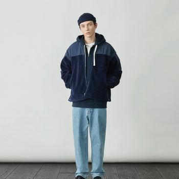 La Fudge Store Big Over Fleece Zip-Up Jacket Midnight Blue