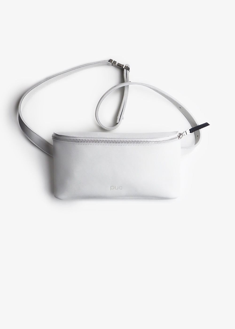 white leather fanny pack