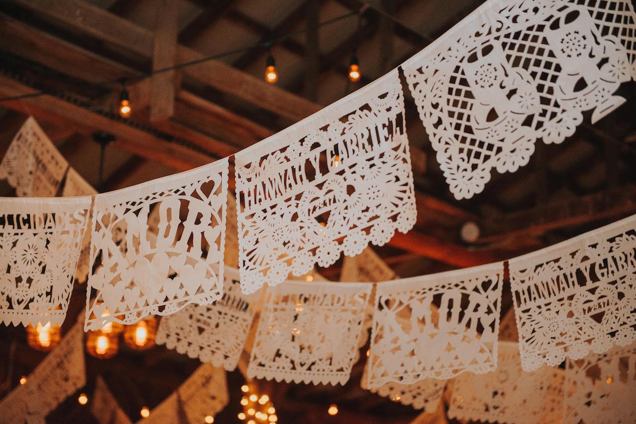 Personalised Mexican Wedding Papel Picado White Tissue Paper Bunting Artmexico 5791