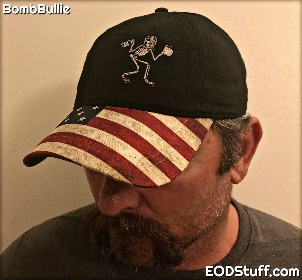 Skeebb™ Black with United States Flag Visor Low Profile Hat - EOD Hats ...