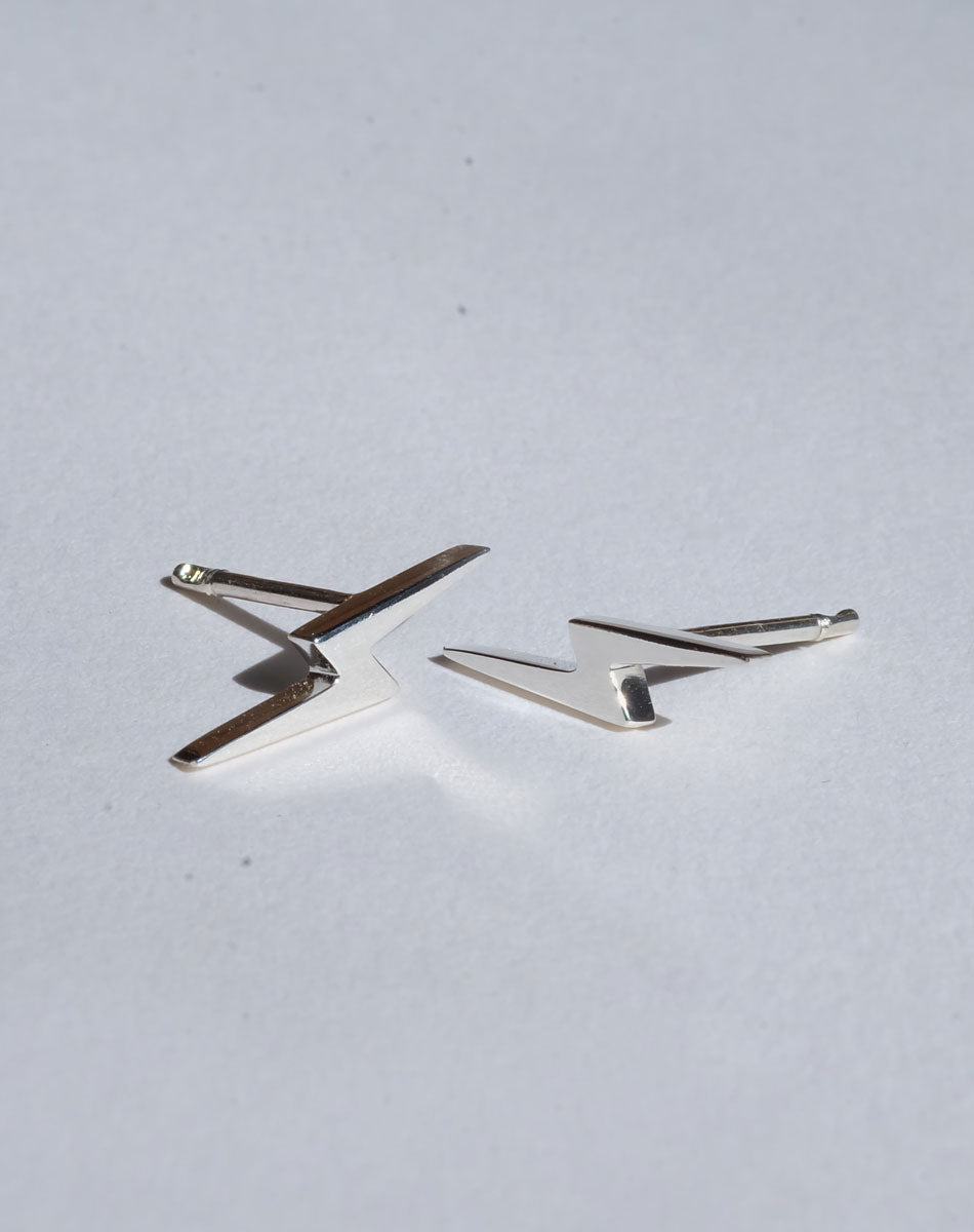 Nell Lightning Bolt Stud Earrings | Sterling Silver
