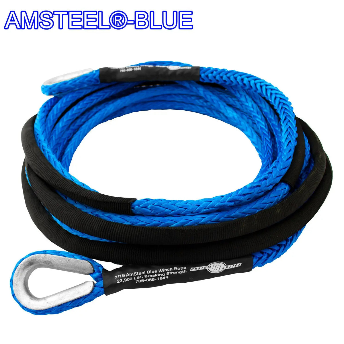 U.S. Made Amsteel Blue Winch Rope 5/16 inch x 100 ft Blue (13 700lb Strength) (4x4 Vehicle Recovery), Multicolor