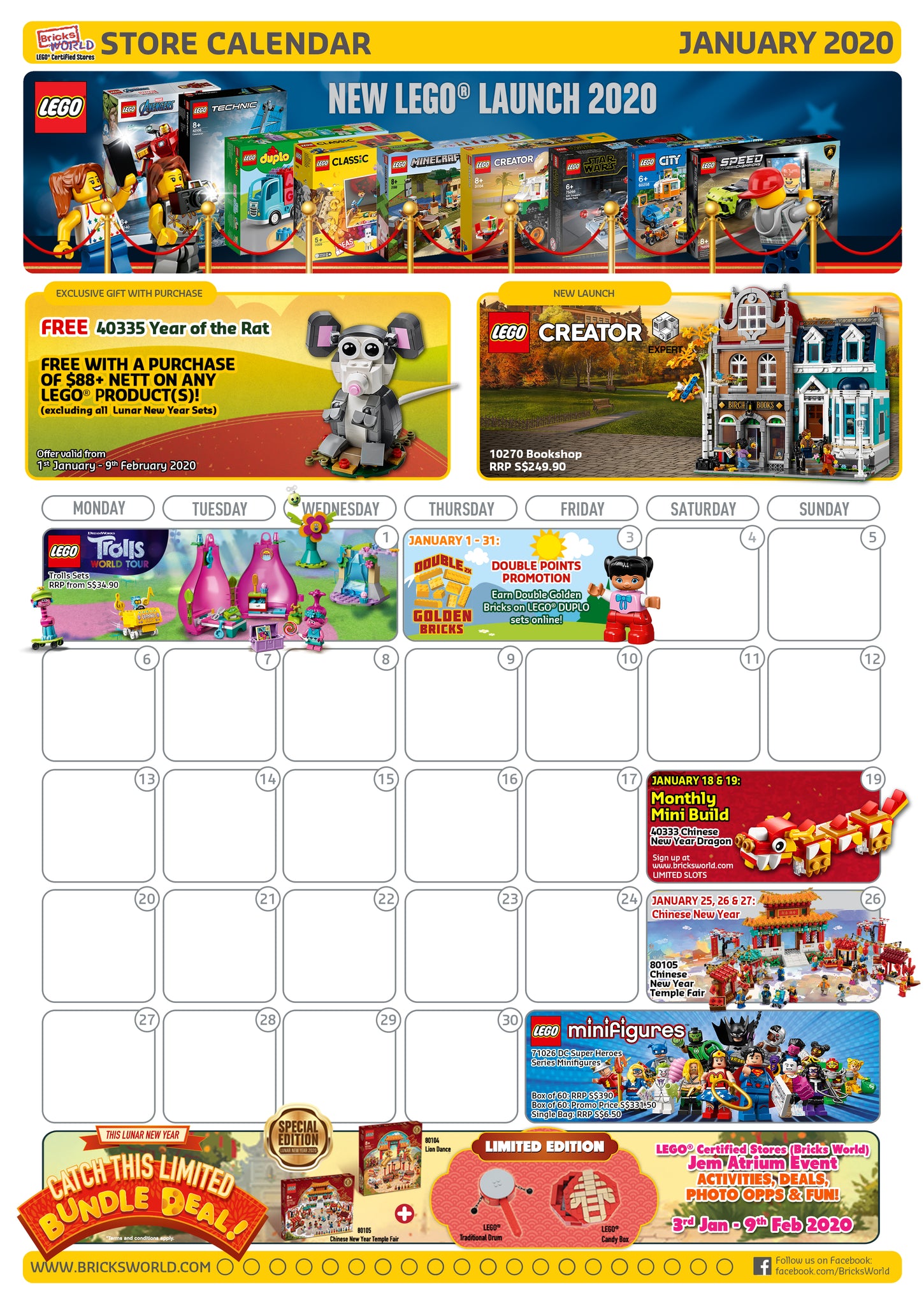 LEGO Certified Stores (Bricks World) January 2020 Store Calendar