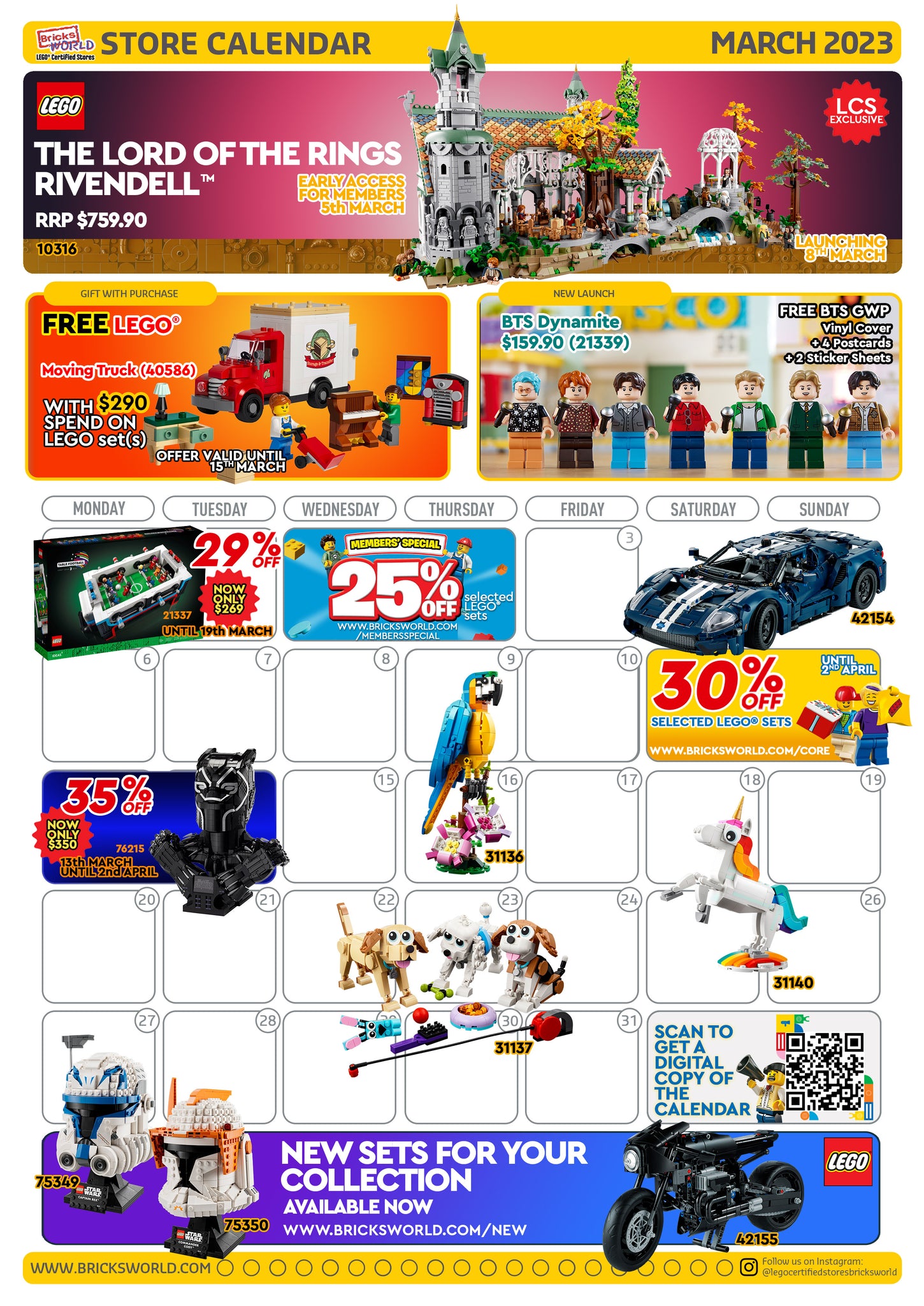 LEGO Certified Stores Bricks World March 2023 Store Calendar