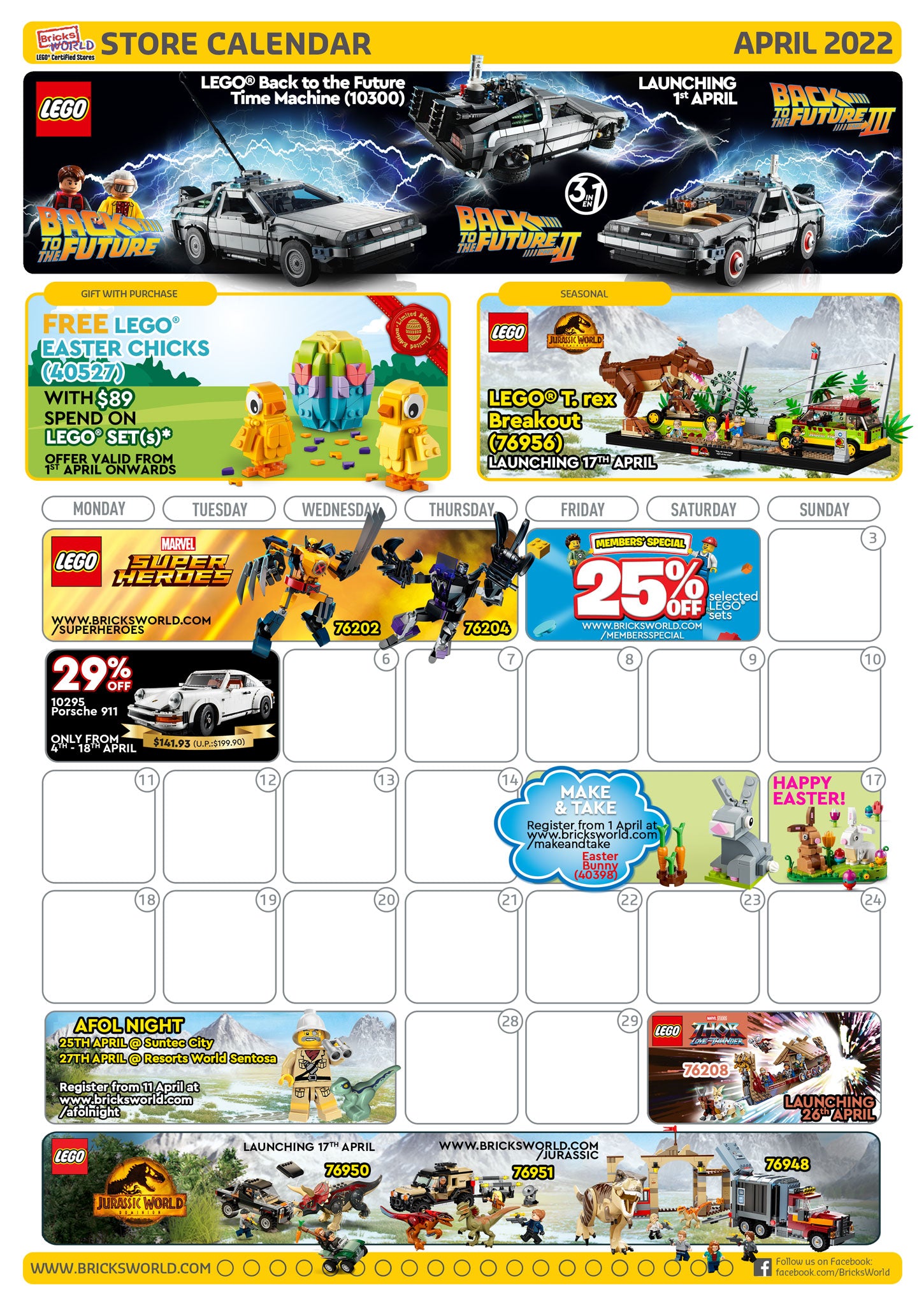 LEGO Certified Stores (Bricks World) April 2022 Store Calendar