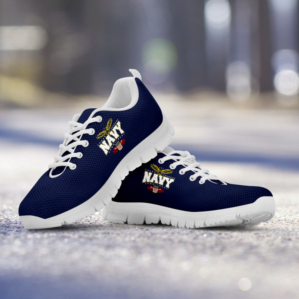 navy athletic shoes