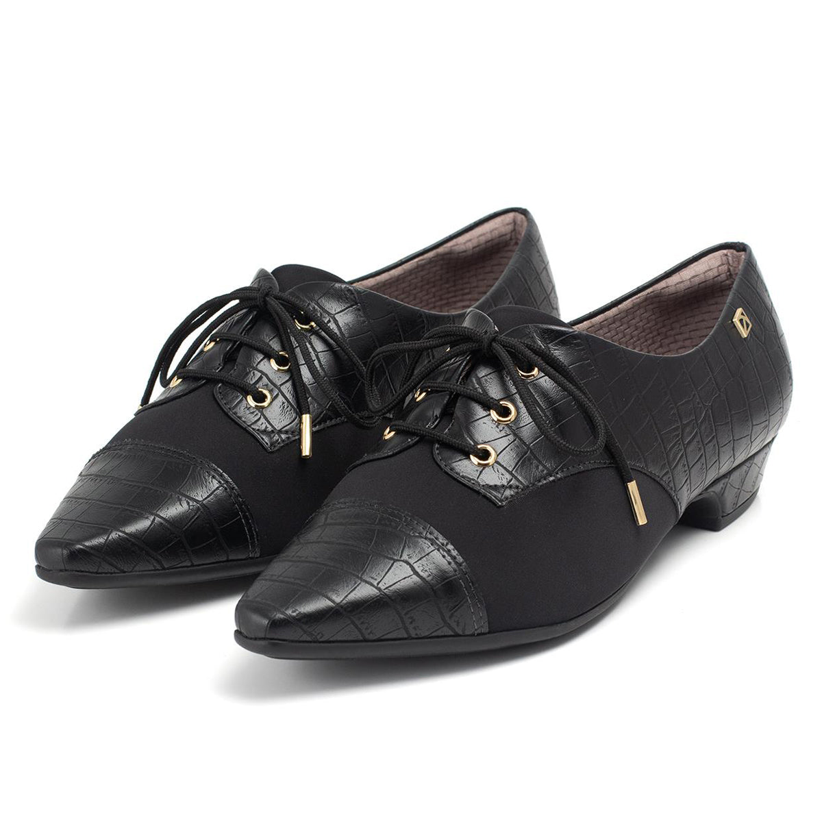 Black Lace-Up Flats for Women (278.019 