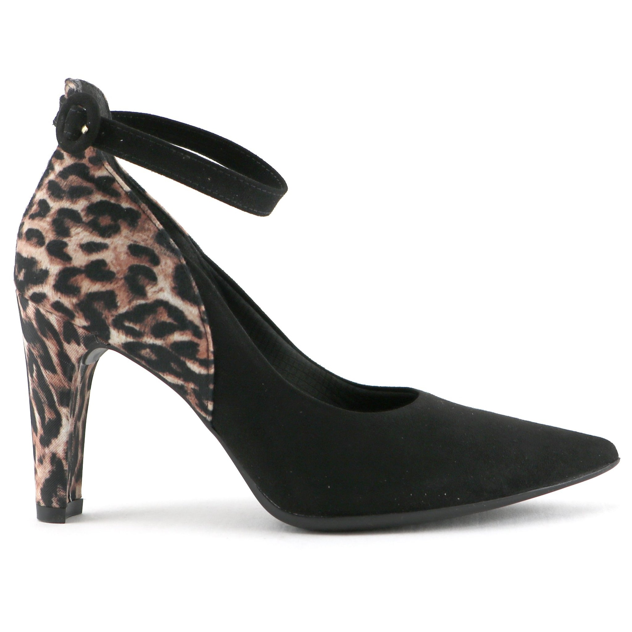 Pointy Black Leopard Heels for Women 