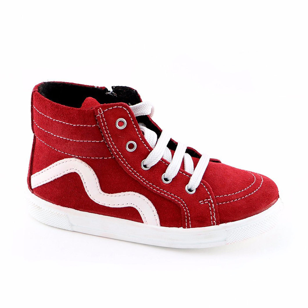 red leather sneakers