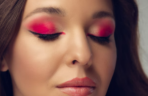 Partially shaded pink eyeshadow look