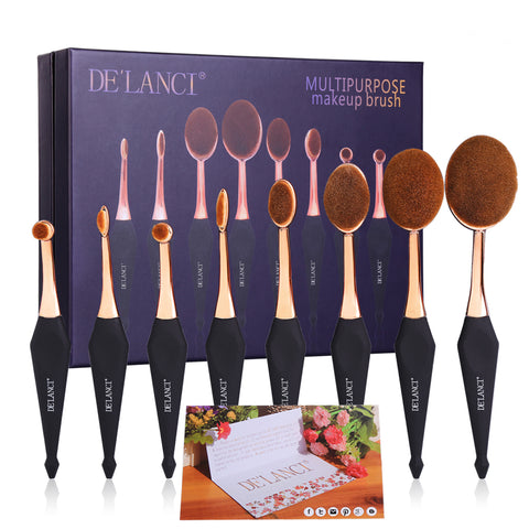 DE'LANCI 8 PCS Toothbrush Pro Foundation Powder Eyeshadow Lip Makeup Brushes