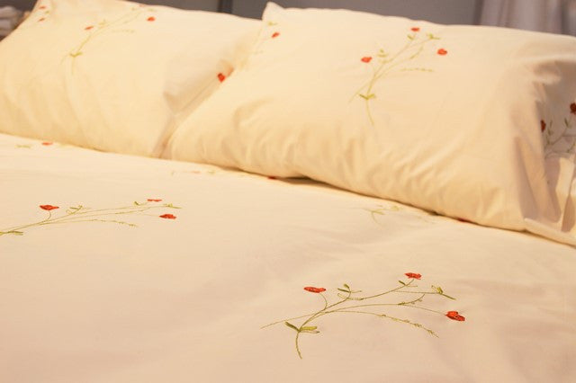 Roses 100 Pure Egyptian Cotton Bed Sheets Duvet Embroidered