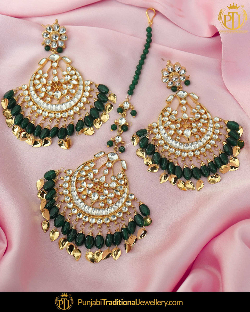 Gold Finished Emerald Pearl Kundan 