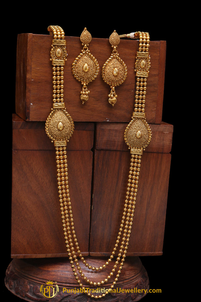 Golden Antique Gold long Necklace Set 