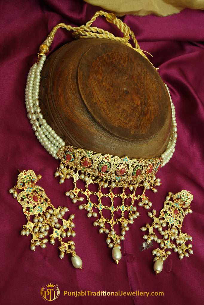 Buy Punjabi Jadau Choker Necklace Set 