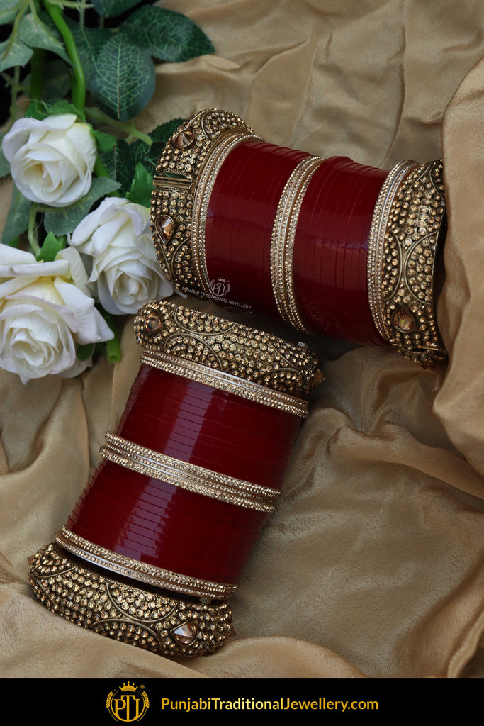Maroon \u0026 Bronze Bridal Chura | Punjabi 