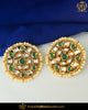 Gold Finished Kundan Emerald Stud Earrings | Punjabi Traditional Jewellery Exclusive