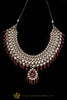 White Maroon Pearl Kundan Necklace Set By  Punjabi Traditional Jewellery