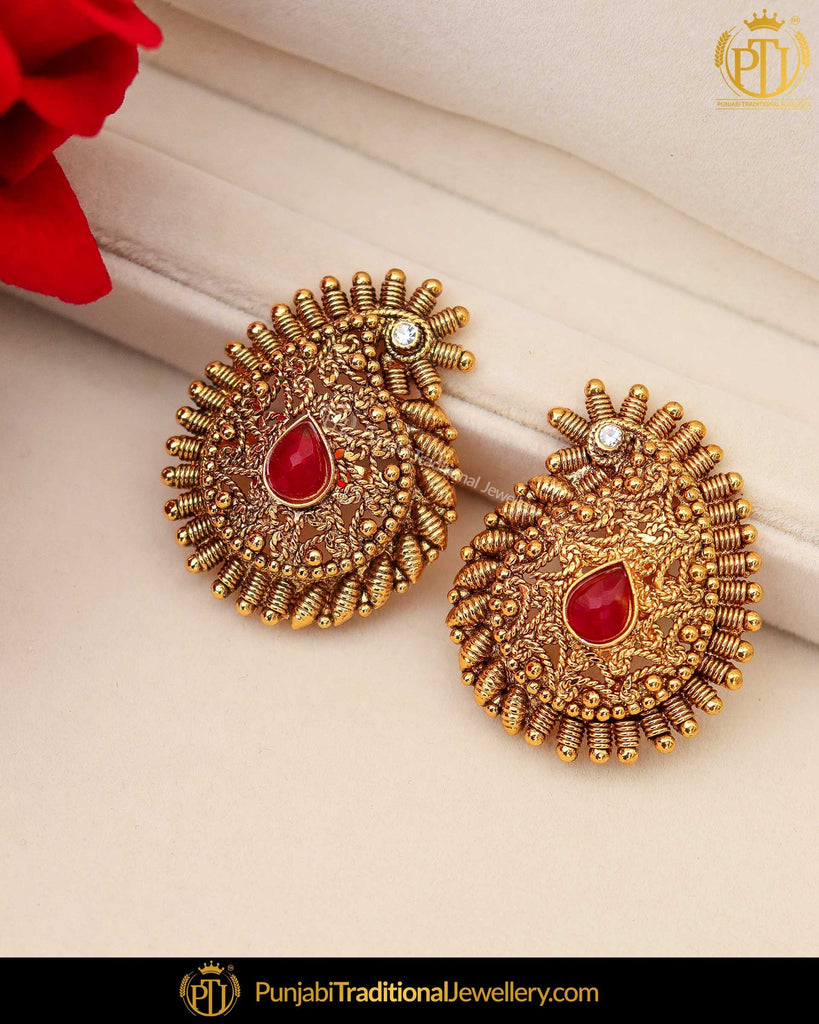 Buy Abinaya Antique Jhumka Earrings | Tarinika