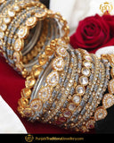 Gray Thread Champagne Stone Bangles Set (Both Hand Pair) | Punjabi Traditional Jewellery Exclusive