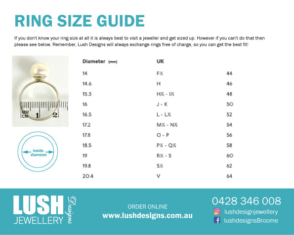 Lush Designs Broome Ring And Jewellery Sizing Guide Lush Designs Jewellery