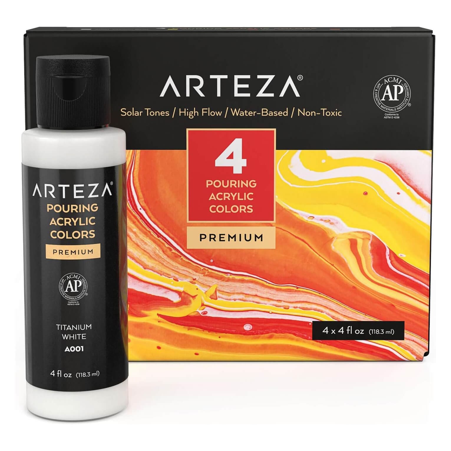 Arteza Set Of 4 Pouring Acrylic Paint Ready To Use Bottles