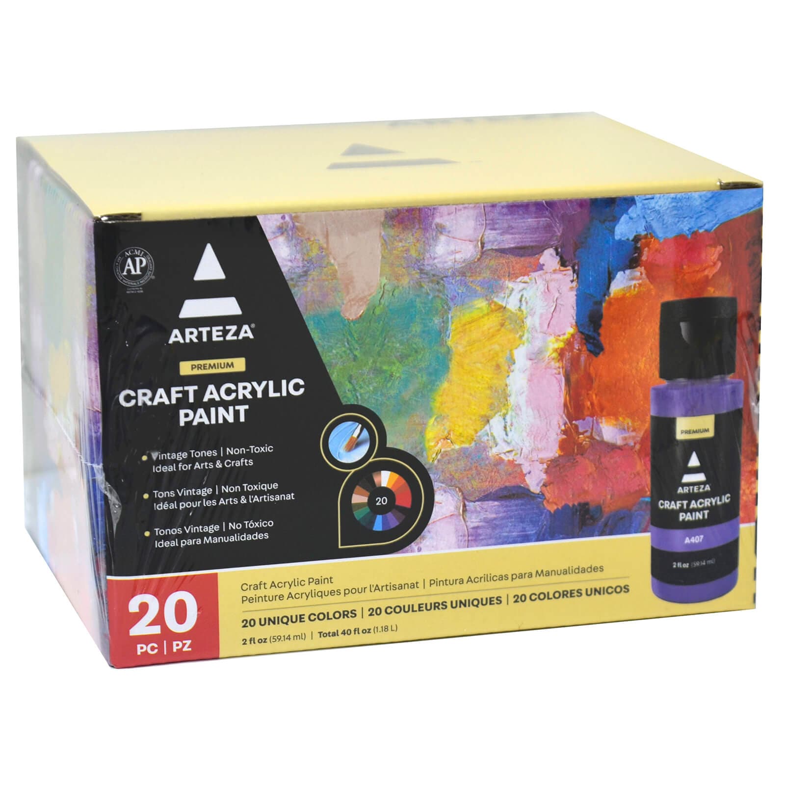 Arteza Set Of 20 Craft Acrylic Paint Premium Bottles