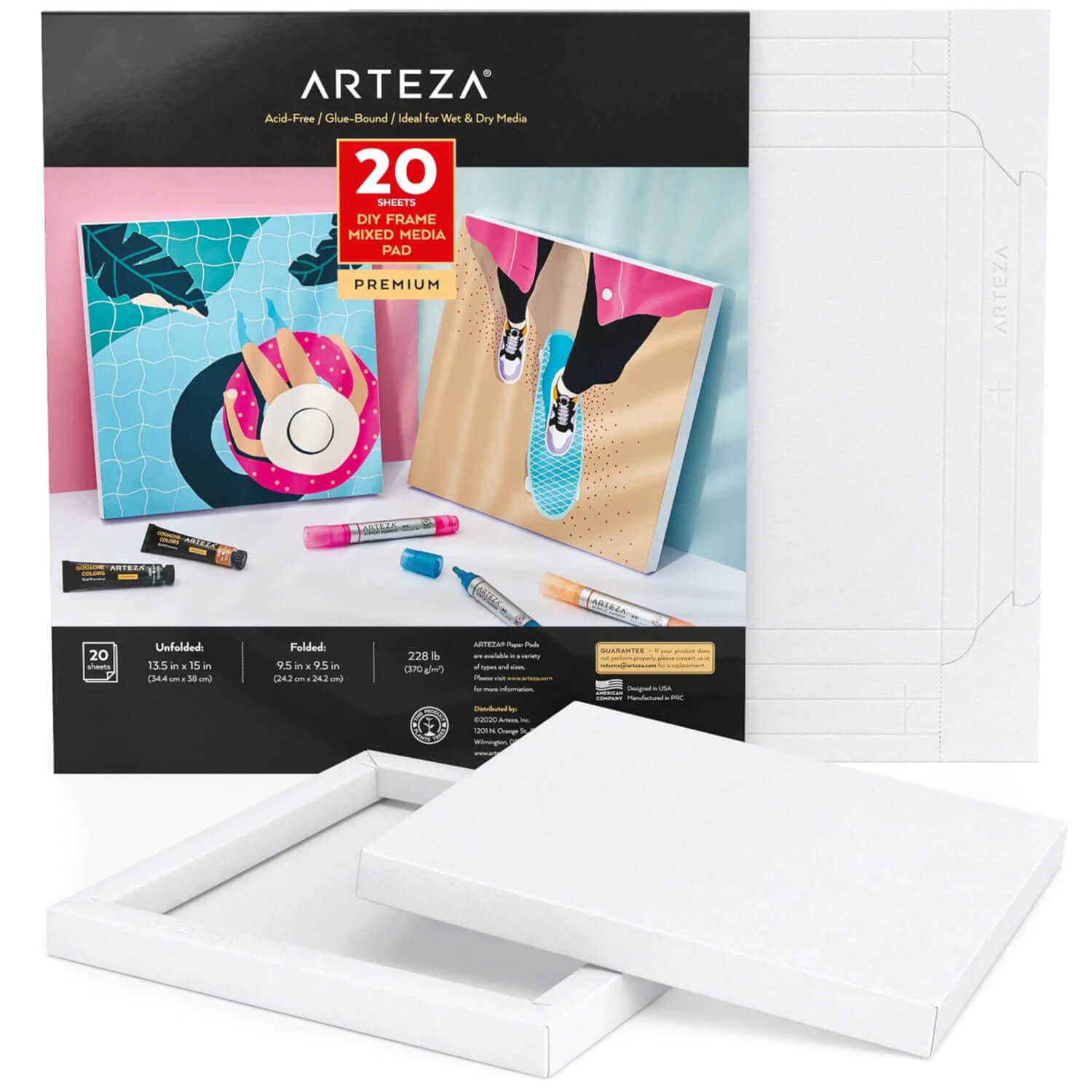 Arteza DIY Frame Mixed Media Pad White