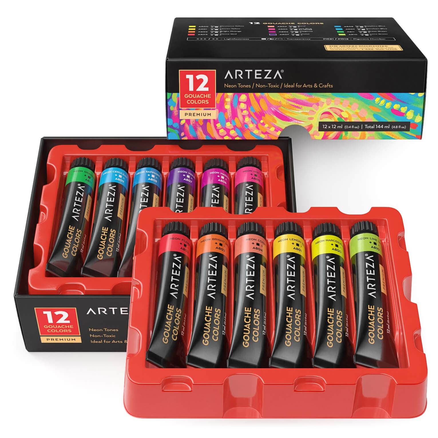 Arteza Set Of 12 Gouache Paint Tubes Premium Arts Crafts