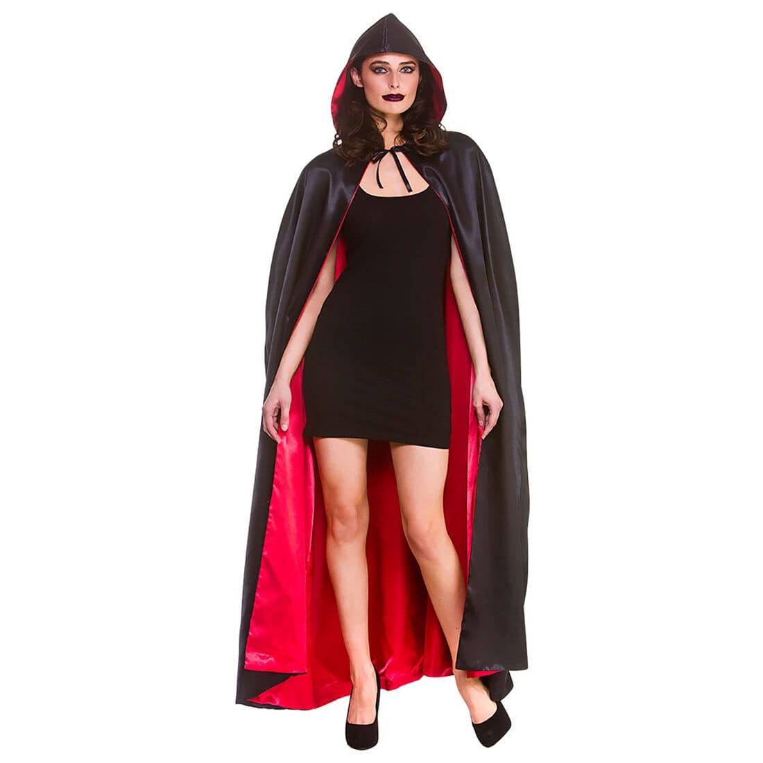 Super Deluxe Widows Hooded Cape Black Vampire Halloween 140cm – XS ...