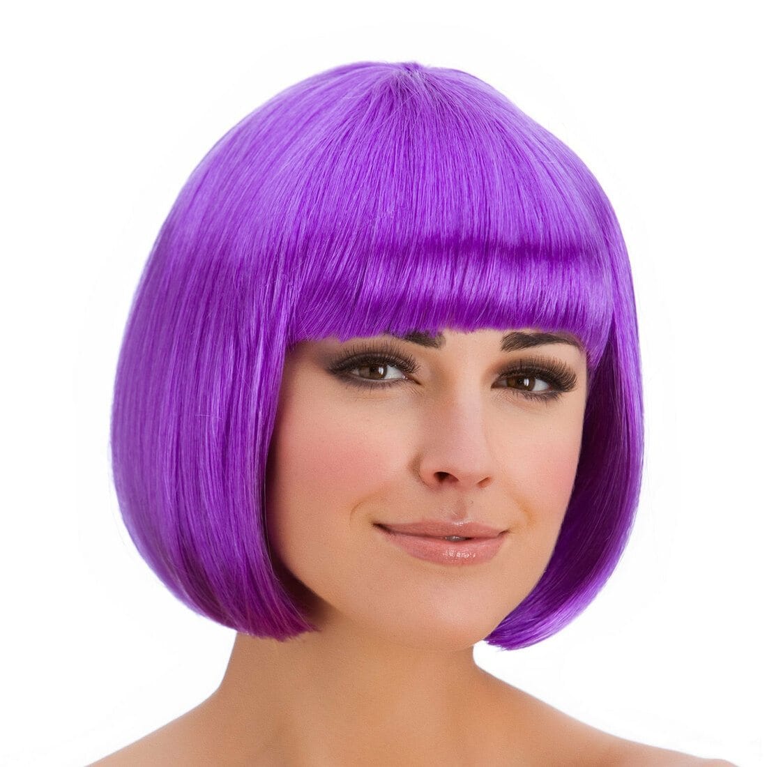 Womens Diva Short Purple Wig With Fringe Halloween Accessory – Xs Stock