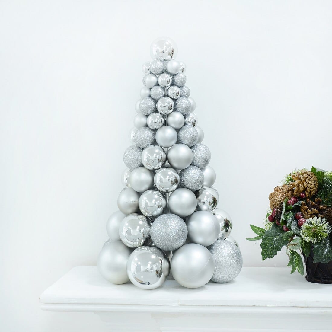 Mini Bauble Tree Shaped Christmas Decoration 34cm Tall – XS-Stock.co.uk