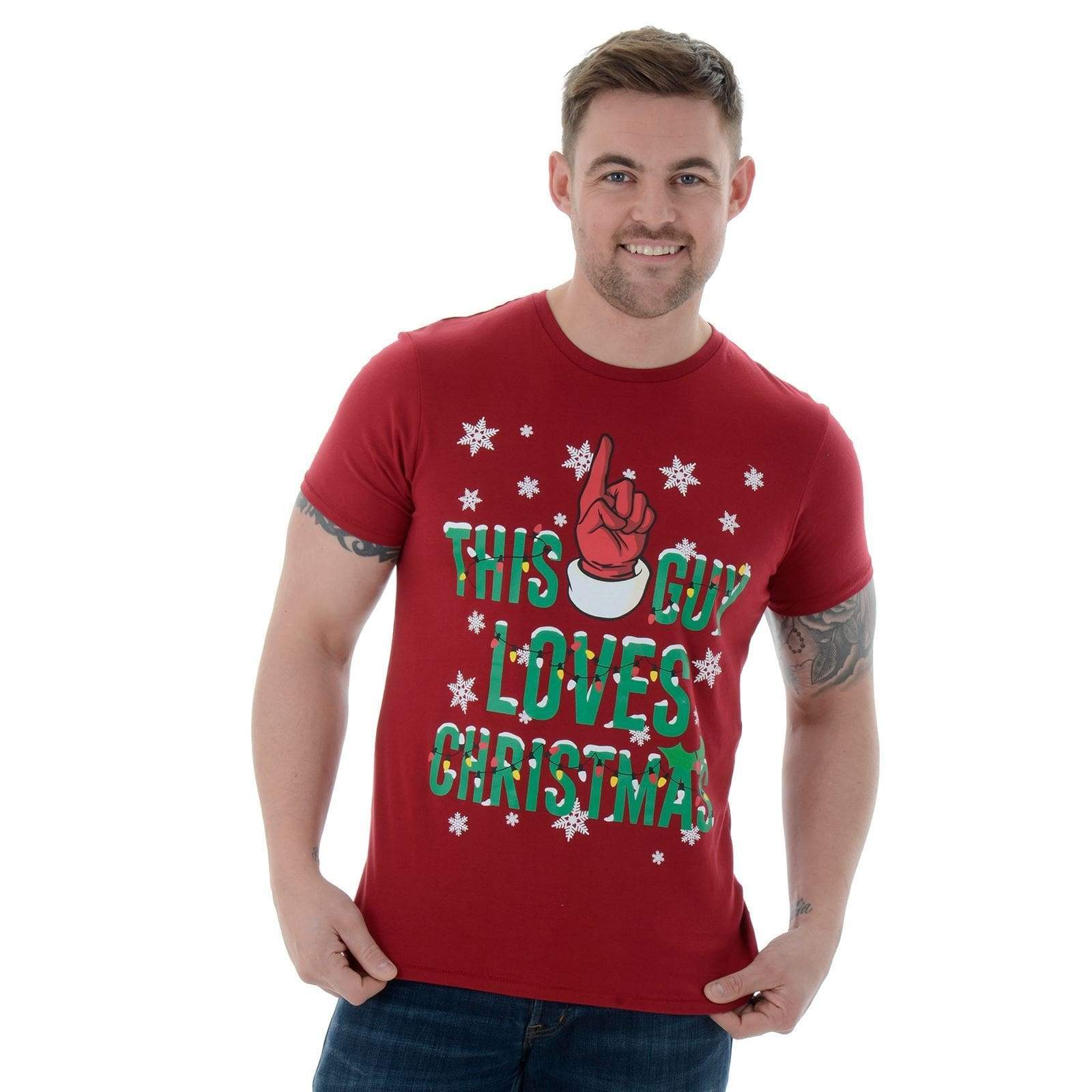 Mens Novelty Cotton Christmas T-Shirt Tee This Guy Loves Xmas – XS ...