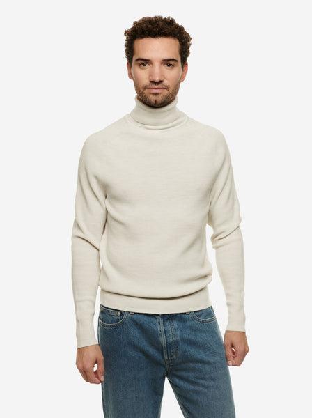Teym • The Merino Sweater for men • Turtleneck • White • 100% Merino wool