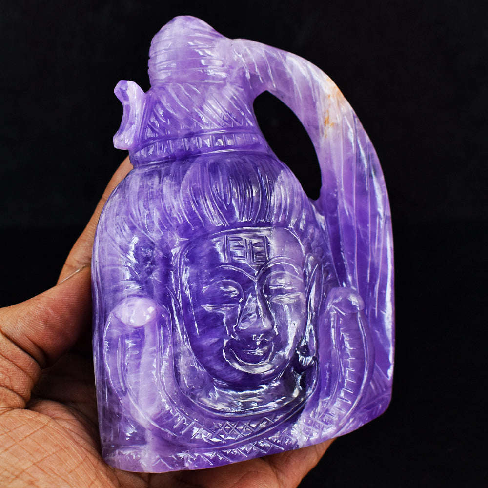 Amazing Hand Carved Amethyst Lord Shiva Head