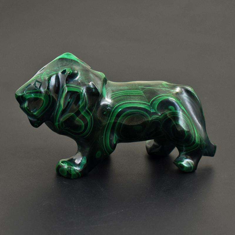 Dark Green - Genuine Malachite Hand Carved Lion