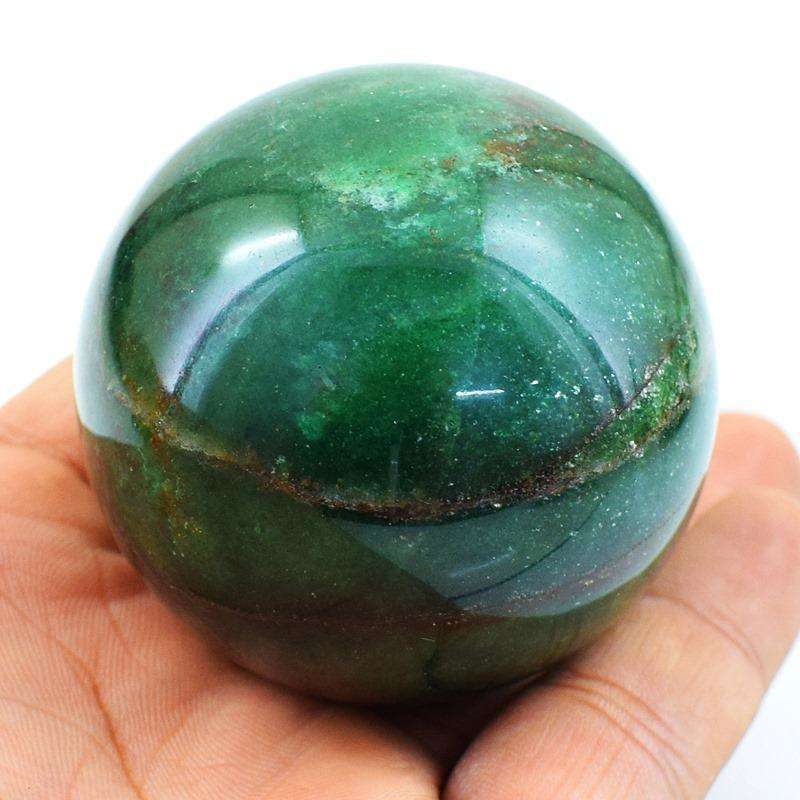 Green Jade Artisian Carved Healing Sphere (Ball)